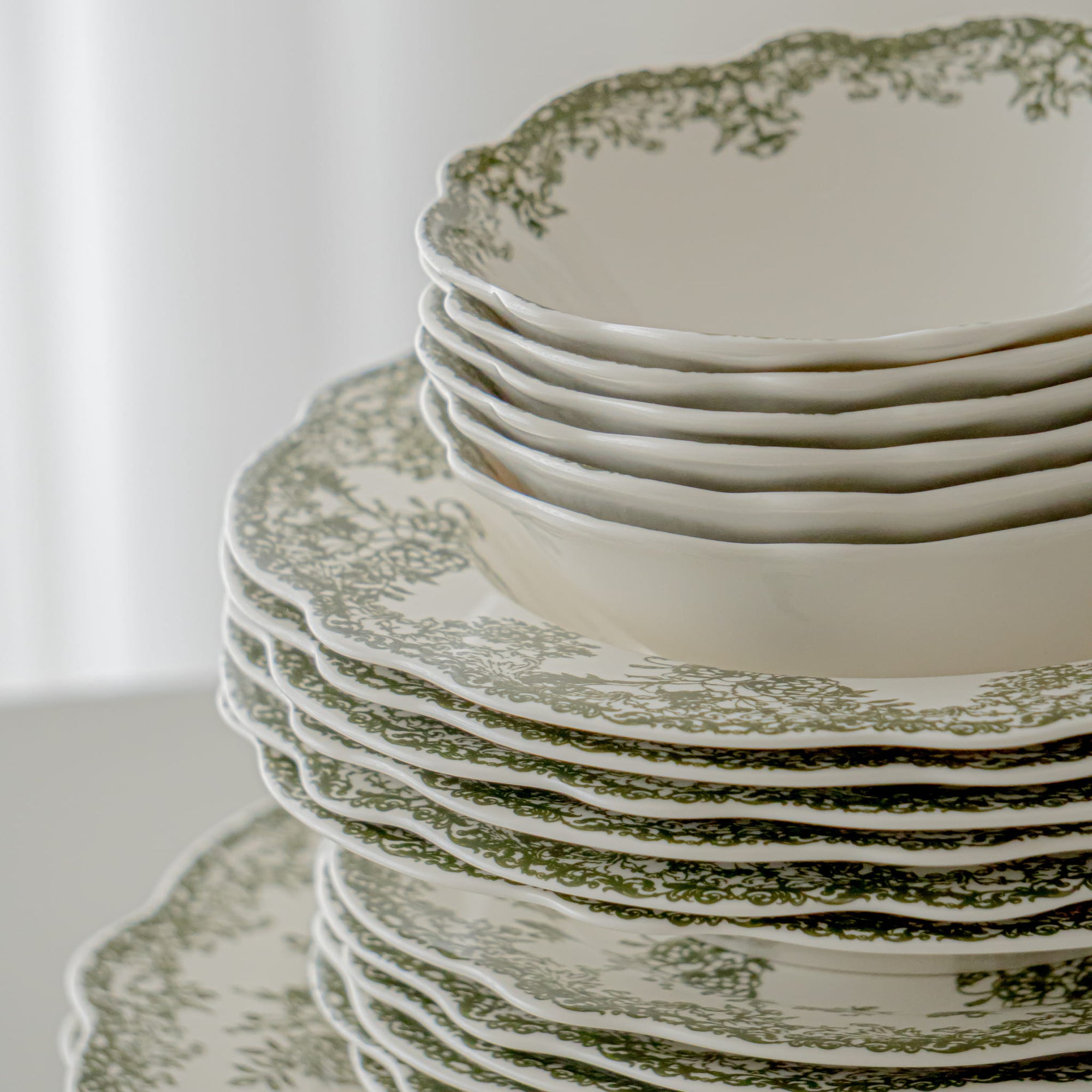 SERVICE DE TABLE VINTAGE VERT | 25 PIECES | 6 PERSONNES