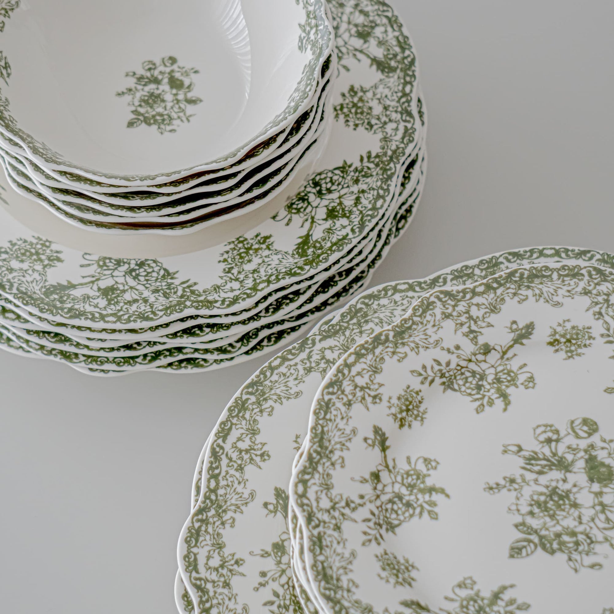 SERVICE DE TABLE VINTAGE VERT | 25 PIECES | 6 PERSONNES