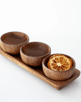 PLATEAU SNACK BOWL ACACIA BEDUM | 3 BOLS | 1 SUPPORT | 32x10cm