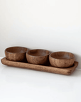 PLATEAU SNACK BOWL ACACIA BEDUM | 3 BOLS | 1 SUPPORT | 32x10cm