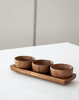 PLATEAU SNACK BOWL ACACIA BEDUM | 3 BOLS | 1 SUPPORT | 32x10cm