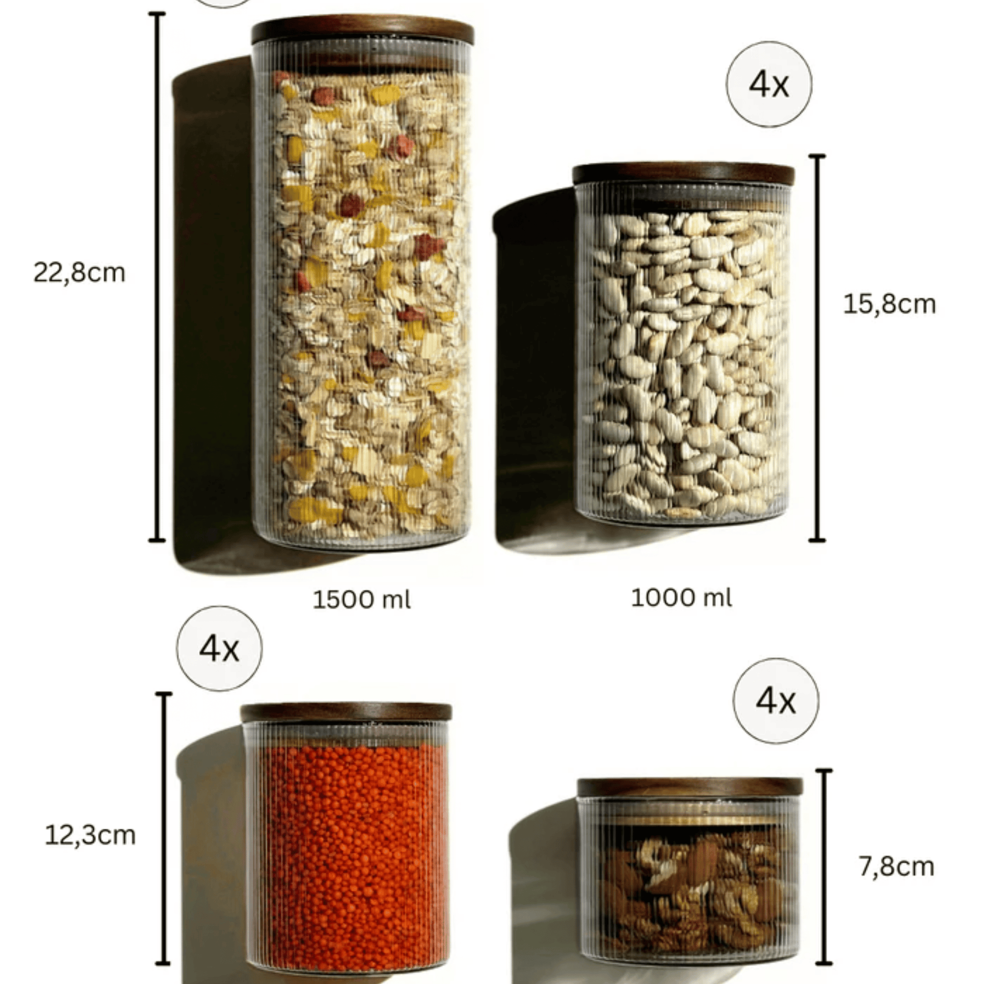 SET DE BOCAUX DE CONSERVATION ACACIA STRIPE | 16 PIECES