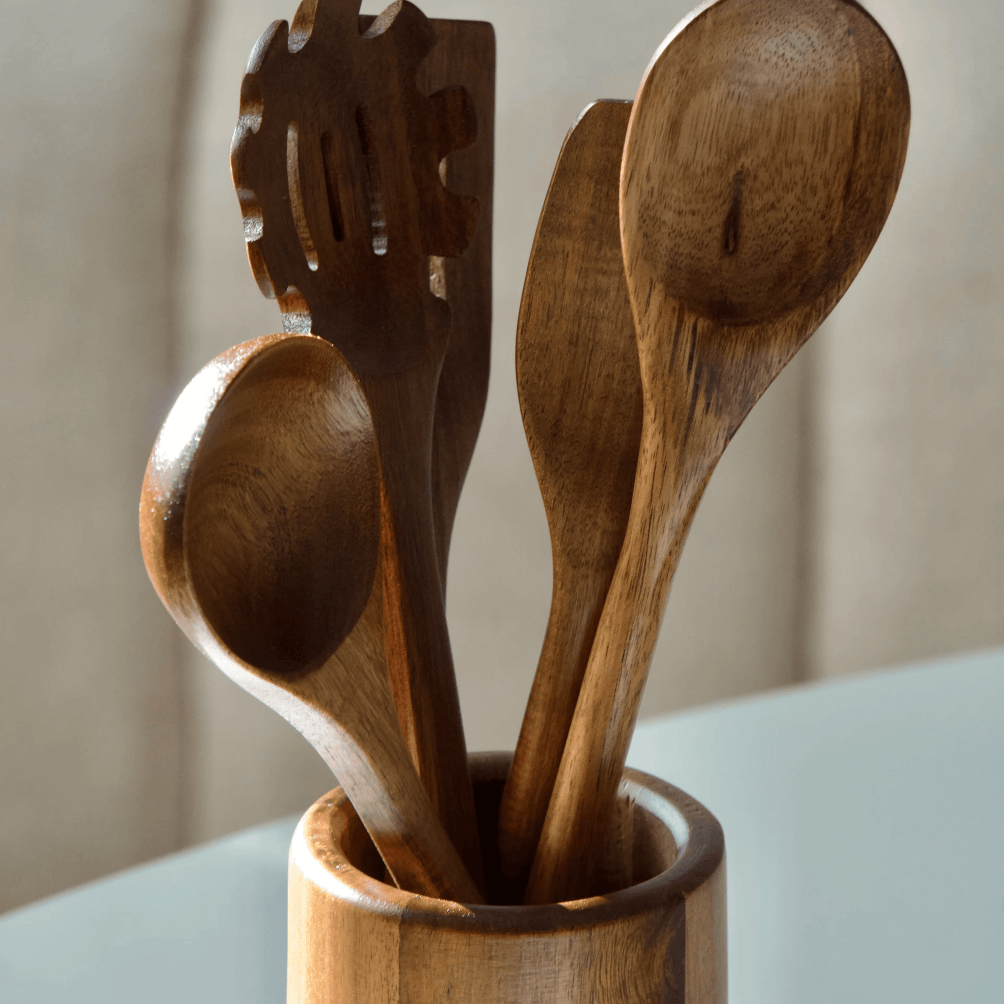 SET D'USTENSILES EN BOIS D'ACACIA | 6 PIECES