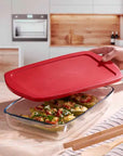 PASABAHCE PLATEAU EN VERRE AVEC COUVERCLE EN SILICONE 1.9L