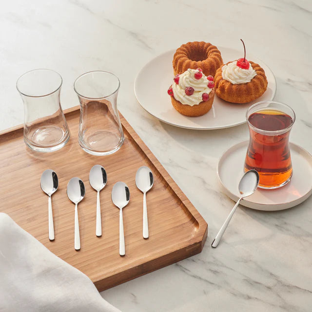 KARACA LOT DE 6 CUILLERE A CAFE BOREAS SILVER - ALINDA HOME