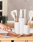 KARACA SET DE COUTEAUX ET USTENSILES AVEC SUPPORT BURBY CREME 14 PIECE - ALINDA HOME