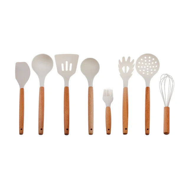 KARACA SET DE COUTEAUX ET USTENSILES AVEC SUPPORT BURBY CREME 14 PIECE - ALINDA HOME