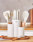 KARACA SET DE COUTEAUX ET USTENSILES AVEC SUPPORT BURBY CREME 14 PIECE - ALINDA HOME
