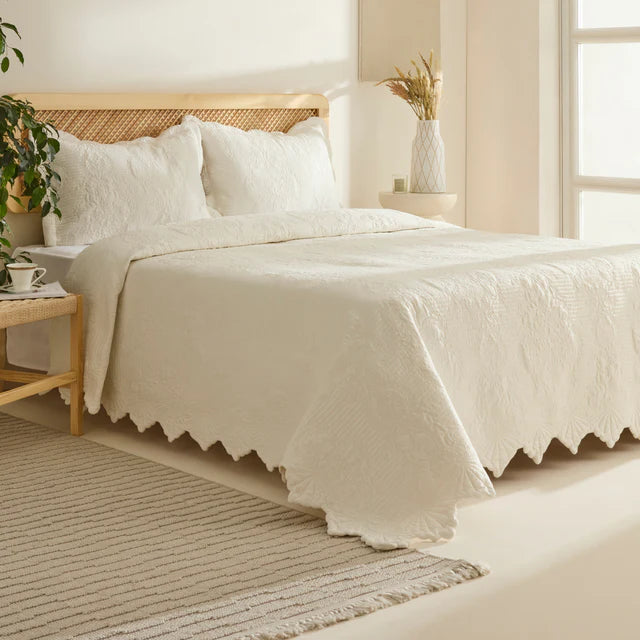 KARACA ENSEMBLE DE COUVRE LIT CAMILLE ECRU 230x240cm