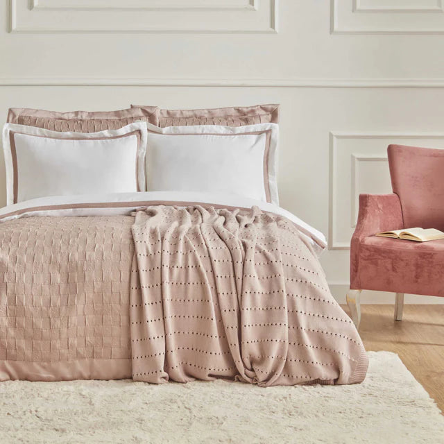 KARACA ENSEMBLE DE PARURE DE LIT BRIDE COLL CARINA ROSE PASTEL 8 PCES