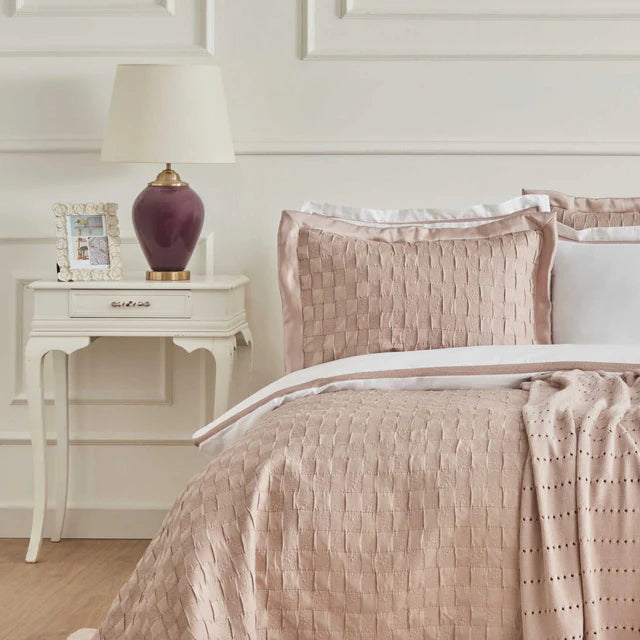 KARACA ENSEMBLE DE PARURE DE LIT BRIDE COLL CARINA ROSE PASTEL 8 PCES