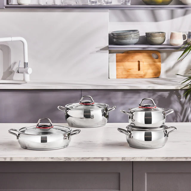 KARACA BATTERIE DE CUISINE EMIRGAN ACIER INOXYDABLE 8 PIECES - ALINDA HOME 