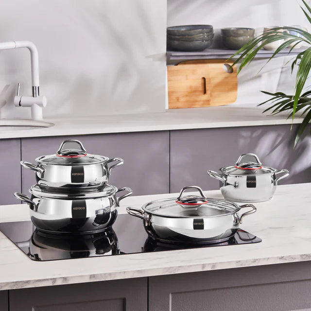 KARACA BATTERIE DE CUISINE EMIRGAN ACIER INOXYDABLE 8 PIECES - ALINDA HOME 