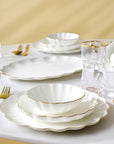 KARACA SERVICE DE TABLE FINE PEARL EXTRA SHELL GOLD | 55 PIECES | 12 PERSONNES