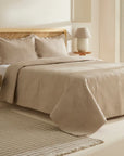 KARACA ENSEMBLE DE COUVRE LIT LEAF BEIGE 230X240CM