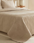 KARACA ENSEMBLE DE COUVRE LIT LEAF BEIGE 230X240CM