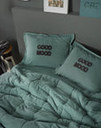 parure de couette vert motto coton comfort marque karaca - alinda home