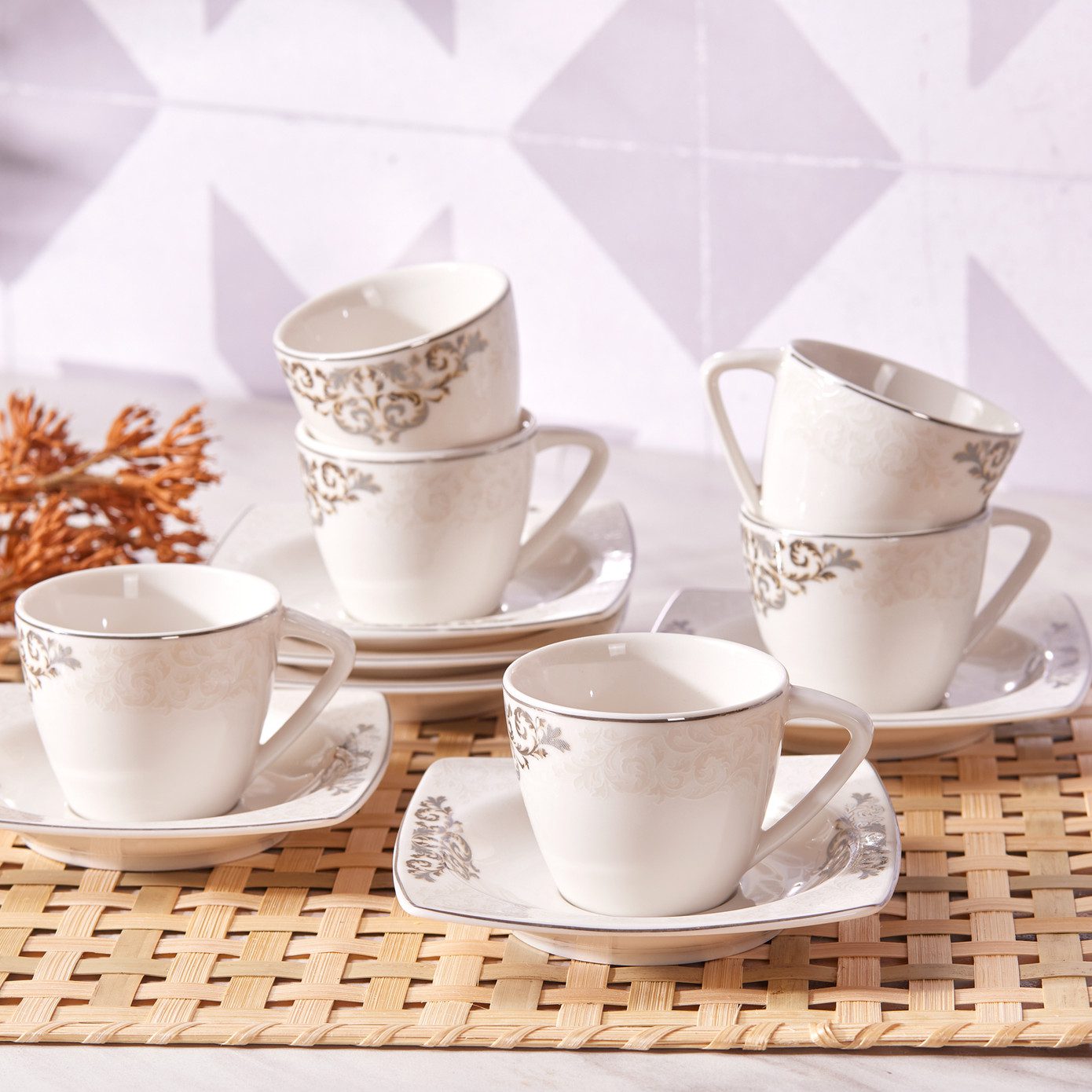 service à café nazende en porcelaine marque karaca - alinda home