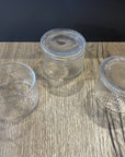 ACAR LOT DE 3 POTS EN VERRE STRIÉ AVEC COUVERCLE