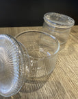 ACAR LOT DE 3 POTS EN VERRE STRIÉ AVEC COUVERCLE