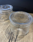 ACAR LOT DE 3 POTS EN VERRE STRIÉ AVEC COUVERCLE